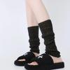 Cubrepiernas de seda plateada para otoño e invierno, cálidos calcetines de lana de punto grueso y gris hasta la pantorrilla, calcetines apilados para niños, cubrepiernas de invierno y verano.