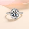 Anillo Moissanita Huevo de Paloma Plata Plata de Ley Vintage Ovalado Baguette Joyería Venta al por Mayor Transfronteriza
