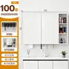 Gabinete de Espelho Feng Shui Embutido para Banheiro Montado na Parede Luz de Beleza Inteligente Desembaçador com Tomada para Secador de Cabelo Porta-Lenços