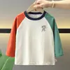 Camiseta para Niños 1642 Estilo Nuevo Primavera y Otoño Camiseta Básica Casual Infantil Ropa de Bebé Primavera Manga Raglán Bloque de Color Camiseta Primavera