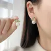 Pendientes de Perla Flor de Cristal Aguja de Plata Pura 925 Lujo Accesible Pendientes de Moda Elegantes Pendientes de Gama Alta con Joyería de Diamante