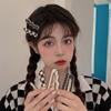 Horquilla para el cabello para mujer, estilo celebrante de Internet, con diseño de cuadros y pinza lateral, pequeña, para sombreros, flequillo, horquilla sin costuras, para cabello roto, accesorios para el cabello con diseño de pico de pato.