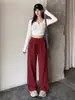 Pantalones deportivos retro americanos para mujer, nuevo estilo de otoño, de cintura alta, holgados de pierna recta, pantalones casuales con caída y remaches, pantalones de pierna ancha