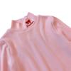 Camiseta de primavera y otoño para mujer y niño, estilo occidental, con personalidad infantil, estilo coreano moderno, cuello medio alto, bordada, color liso.
