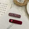 Nuevo Pasador Geométrico Rojo Estilo Tweed, Pasador Versátil para Niña, Accesorios para el Cabello en la Parte Trasera de la Cabeza, Pinza Lateral para el Flequillo