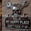 Chave de Caveira de Bruxa Vendida Quente Transfronteiriça Decoração de Parede de Metal Este É o Meu Lugar Feliz Decoração de Arte em Ferro