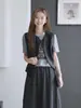 Colete blazer estiloso em retalhos com babados para mulheres, estilo curto, nova moda outonal, solto e versátil, adequado para sobreposição