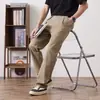 2025 Nuevos Pantalones Casuales Elásticos Lavados Color Verde Militar para Hombre Marca de Tendencia Primavera y Verano Nuevos Pantalones Largos Rectos Holgados de Tendencia