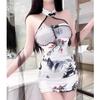 Ropa Popular de Internet Nuevo Cheongsam Estampado Mejorado Ropa Interior Sexy Sin Espalda Ajustado con Abertura Falda de Cadera Estilo Chino Estilo Nacional Camisón