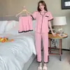Pijama nuevo de verano para mujer, conjunto de tres piezas con cárdigan, pantalones cortos de manga corta, ropa de casa para mujer