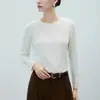 CANVAUS Otoño/Invierno Nueva Camiseta de Manga Larga con Cuello Redondo para Mujer Color Sólido Cepillada Cálida Simple Casual Top Capa Base