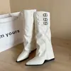 Botas de Plataforma con Punta y Pierna Ancha Botas Altas hasta la Rodilla con Hebilla de Cuero para Mujer 2026 Otoño/Invierno Nuevas Botas de Montar de Caña Alta Muy Bonitas