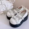 Verão 2025 Novos Sapatos de Couro Estilo Lolita com Solado Grosso Punk Uniforme Japonês de Estudante Mocassins Mary Jane