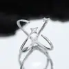 Anillo Reversible Abierto Ajustable de Plata Esterlina S925 con Diseño de Trayectoria Estelar Índice Anillo Nicho