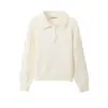 Tecido de fleece ártico, suéter com gola estilo coreano e mangas compridas abotoadas, caimento solto, versátil, cor sólida, top estiloso para mulheres