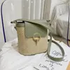 Bolso Cruzado Tejido de Paja Estilo Nuevo Primavera y Verano 2024, Bolso de Hombro para Mujer, Bolso de Ratán, Bolso Cubo de Moda