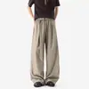 Pantalones de pierna ancha rectos a rayas para hombre, primavera, verano, finos, retro americano, marca de moda, holgados, versátiles, casuales, largos, hasta el suelo.