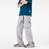 Pantalones Cargo Ligeros de Lujo para Hombre de Primavera y Otoño, Pantalones Casuales de Color Sólido con Bolsillos Grandes Vintage, Pantalones de Paracaidista Rectos Holgados Transpirables
