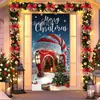Decoração de Porta Janela de Natal Tecido de Fundo Laço Sino Tema Boneco de Neve Fundo para Fotos Fonte de Fábrica Transfronteiriça