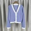 Chanel Estilo Contraste Cor V-neck Suéter de manga comprida Mulheres Outono Novo Unique Chic High-end Novo Top Cardigan