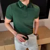 Camisa Polo Fina de Verano de Alta Gama para Hombre 2026, Corte Ajustado, Lujo Ligero, Cuello de Solapa de Color Contrastante, Top Casual de Negocios, Camiseta