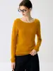 Suéter de cachemira para mujer, suéter de cachemira de cabra con cuello redondo, nueva camiseta básica de punto ajustada para otoño e invierno, cachemira de manga larga