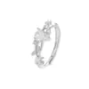 Comércio Exterior Transfronteiriço Anel de Dedo Indicador com Ramo Folha de Diamante Cintilante Anel de Articulação Gota de Lágrima Exquisito Anel Folha Gota d'Água de Diamante Branco para Mulheres