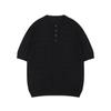 Camiseta de Tricô de Verão com Gola Henry Masculina de Manga Curta com Design Texturizado Torcido Estilo Coreano Tendência Top Solto