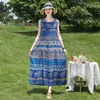 Vestido Algodón Seda Mujer Nueva Mamá Chaleco Sin Mangas Elegante Alta Gama Exquisito Verano Vacaciones Marinas Playa Vestido Largo