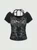 Conjunto de camisetas de manga corta para mujer con estampado de patrón gótico, nuevo de moda de verano europeo y americano, transfronterizo INS, moderno