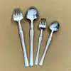 Conjunto de Talheres de Aço Inoxidável com Padrão de Cauda de Peixe para Viagem, Faca, Garfo, Colher de Jantar de Cintura Fina, Garfo, Colher, Colher de Chá, Colher de Café, Talheres Portáteis