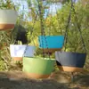 Maceta colgante gruesa de resina y plástico, creativa, con forma de rosa verde, para balcón