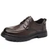 Sapatos Masculinos, Sapatos Formais Business Casual, Sapatos Masculinos de Couro Britânico com Solado Grosso, Sapatos Masculinos de Cadarço para Primavera e Outono, Comércio Exterior, Transfronteiriços