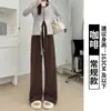 Pantalones de Pana de Visón Blanco con Forro de Vellón para Mujer, Nuevos Pantalones Casuales Rectos de Cintura Alta de Invierno, Pantalones de Pierna Ancha Adelgazantes Petite