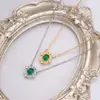 Collar de Plata de Ley S925 con Zirconia Esmeralda para Mujer, Diseño de Nicho, Retro, Lujo Ligero, Versátil, Cadena para Clavícula Incrustada con Diamantes