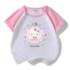 Conjunto infantil de manga curta com estampa de desenho Hello Kitty Verão 2023 novo conjunto de duas peças com shorts finos da moda para meninas