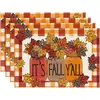 Amazon Halloween Acción de Gracias Manteles Individuales Calabaza Hoja de Arce Manteles Individuales Pavo Otoño Decoración de Mesa Manteles Individuales Resistentes al Calor