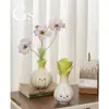 Florero Creativo con un Toque de Lujo Ligero y de Alta Gama, Flores Artificiales, Flores Secas, Adornos Decorativos Artísticos, Arreglo Floral de Cerámica para Bodas