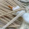 Fita de Pérolas Tecida com Fio Dourado Estilo Chanel, 1cm de Largura, com Pérolas Costuradas à Mão, Acabamento de Renda para Decoração DIY de Roupas