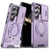 Funda para Teléfono Samsung S26 Ultra Aplicable Transfronteriza con Ventana Deslizante para Lente, Soporte Invisible de Anillo, Funda Anti-Caída S25Edge