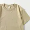 210g Camiseta Branca Manga Curta Masculina e Feminina Camisa Base Ombro com Verão Solta Algodão Puro Cor Sólida Top Camiseta