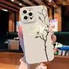 Capa Artística de Silicone Anti-Queda Macia para iPhone 12 Estilo Chinês Magnólia Tendência Capa para Celular Apple 17 Pro Max