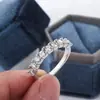 Anel de Diamante para Noivado de Casamento Estilo Simples Popular Europeu e Americano 2024 Cruzamento de Fronteiras Ajuste em Grupo Feminino Ouro 18K