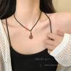 Colgante de Cristal de Fresa Collar Tejido Nuevo Estilo Chino para Mujer Cadena para Clavícula de Cuerda Negra Accesorios Sencillos de Flor de Durazno para Pareja