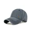 Gorra de Béisbol Lavada de Mezclilla para Hombre de Comercio Exterior Casual con Logo Metálico, Algodón Puro, Bordado Inglés Desgastado, Visera Profunda