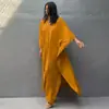 Blusa de cor sólida de rayon estilo novo europeu e americano vestido longo para férias na praia bata solta maiô biquíni roupão peça externa feminina