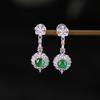 Pendientes Yilu Silver S925 de plata esterlina con jade, estilo vintage, ligeros, de lujo, con flores y cuentas redondas, elegantes y con un toque avanzado en blanco.