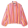 Chaqueta Abrigo de Estilo Europeo con Cuello Alto, Cremallera, Holgada, Protección Solar, Rayas