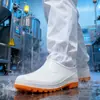 Zapatos de agua blancos de corte bajo y puntera poco profunda para hombre, adecuados para primavera y otoño, botas de lluvia, zapatos antideslizantes para cocina, zapatos de goma impermeables, zapatos de trabajo, zapatos de goma