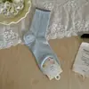 Meias Rendadas para Mulheres, Estilo Fino para Primavera e Verão, Meias de Cano Médio com Padrão Escuro Retrô, Meias Slouch da Moda com Bloqueio de Cores Sem Costura, Meias de Algodão Penteado